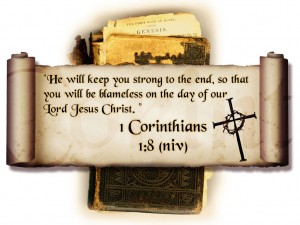 1 Corinthians 1:8 – Strong To The End Papel de Parede Imagem