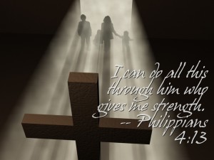 Bible Verse: Philippians 4:13 Cross And Light Wallpaper