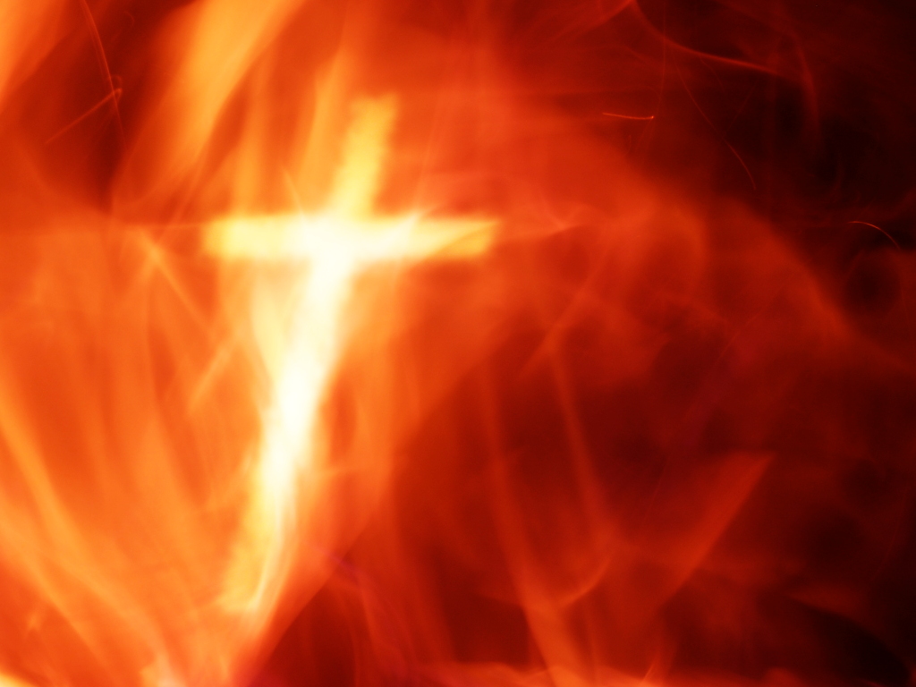 Christian wallpaper Cross and Fire.