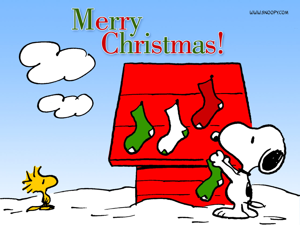 Christian wallpaper Merry Christmas from Snoopy.