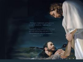 Matthew 14:30-31 christian wallpaper, christian background