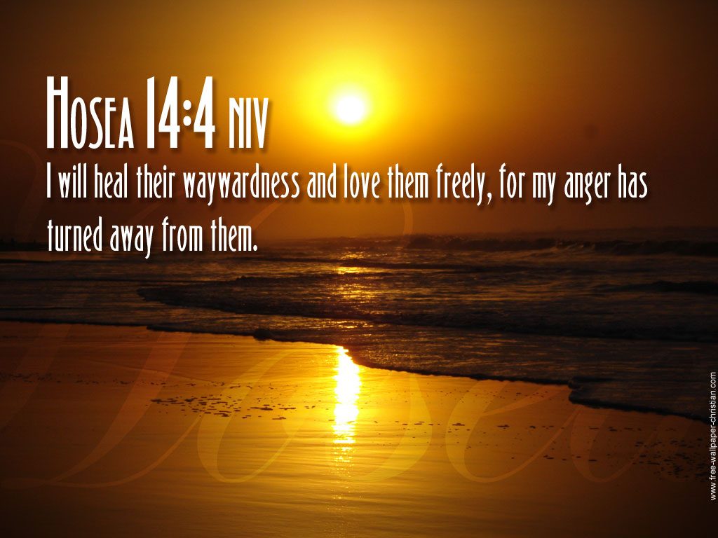 Hosea 14:4 – God Heals And Loves Us christian wallpaper free download. Use on PC, Mac, Android, iPhone or any device you like.