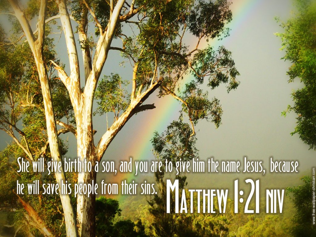 Matthew 1:21 – Jesus Our Savior christian wallpaper free download. Use on PC, Mac, Android, iPhone or any device you like.