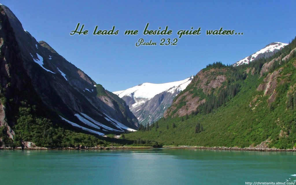 Psalm 23:2 – Still Waters christian wallpaper free download. Use on PC, Mac, Android, iPhone or any device you like.