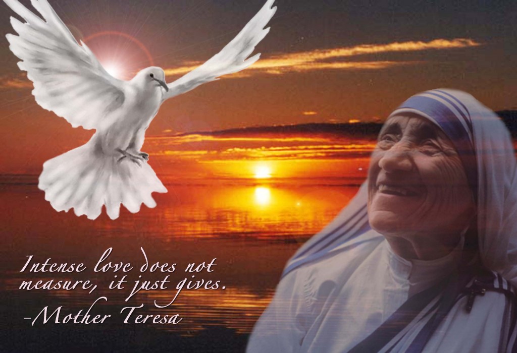 Christian Quote: Intense Love By Mother Teresa christian wallpaper free download. Use on PC, Mac, Android, iPhone or any device you like.