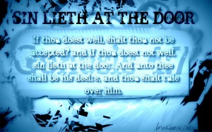 Christian Quote: Sin Lieth At The Door Wallpaper