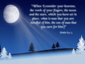 Psalm 8:4-5 On Winter Moonlight Background Wallpaper