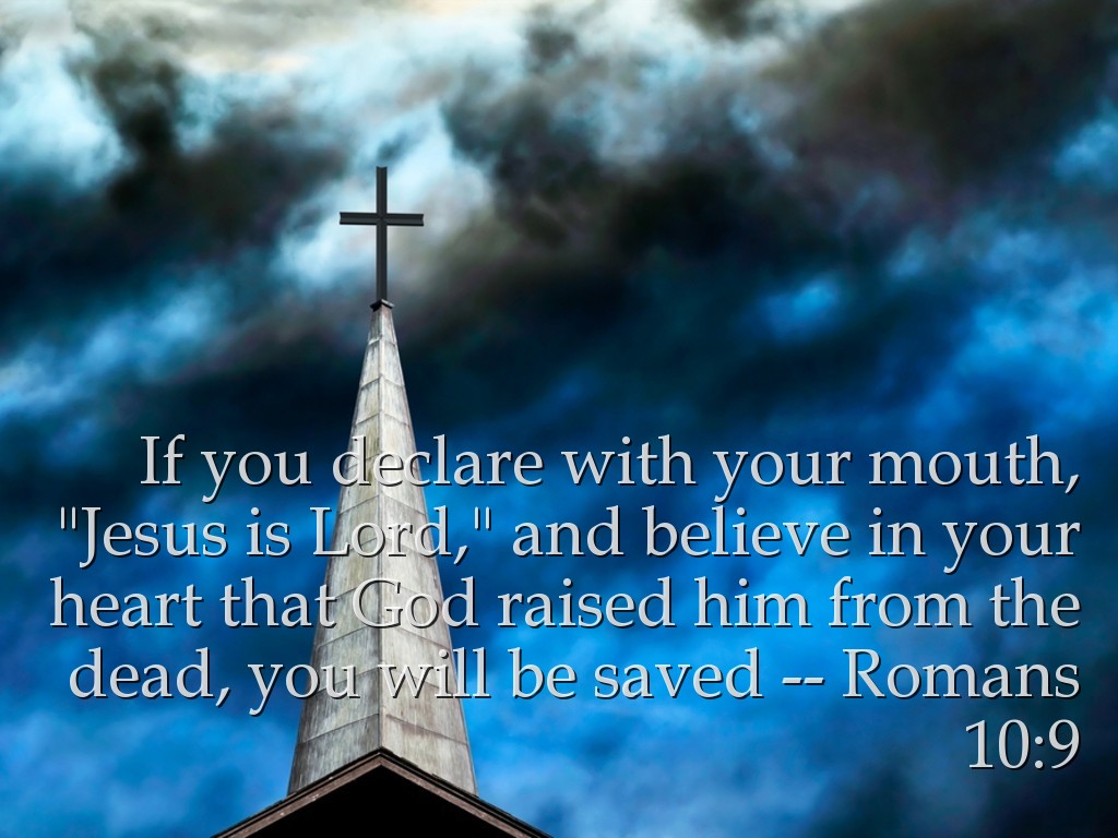 Romans 10:9 – Jesus is Lord christian wallpaper free download. Use on PC, Mac, Android, iPhone or any device you like.